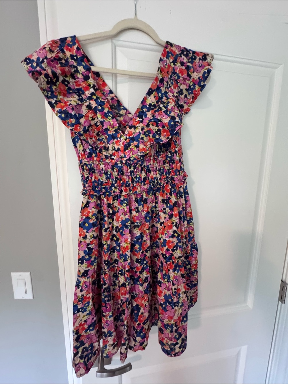 Women’s Gap Floral Sundress with Ruffle Shoulders - Multicolor, size small